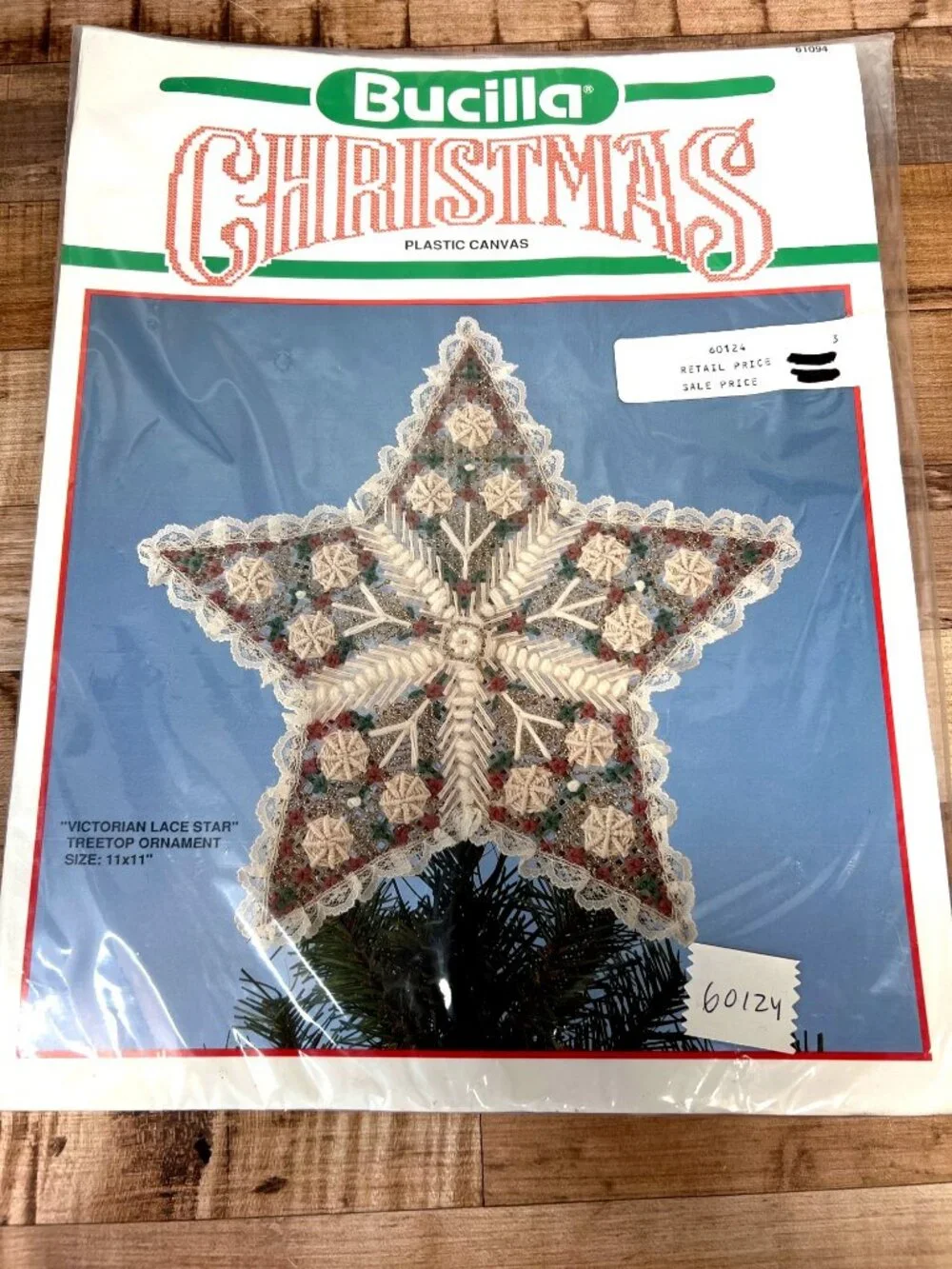 Bucilla Christmas Victorian Lace Star Tree Topper Plastic Canvas Kit #61094